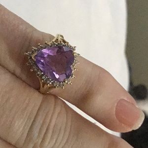 10kt  Amethyst heart and diamond ring revised